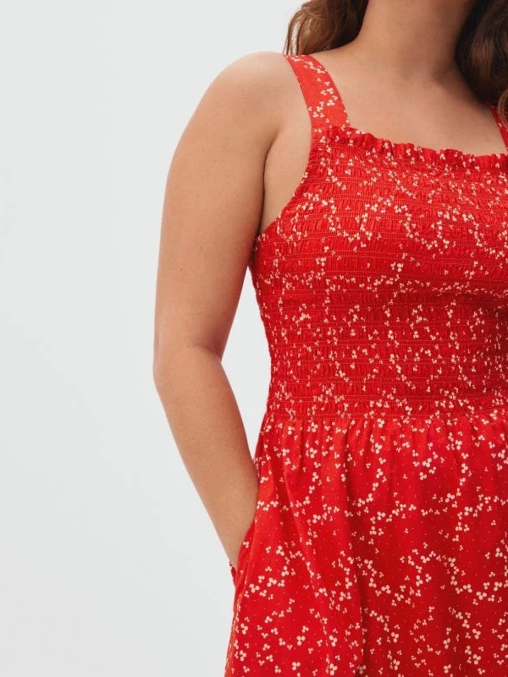Everlane The Smock Dress Red Floral Sz L NWT